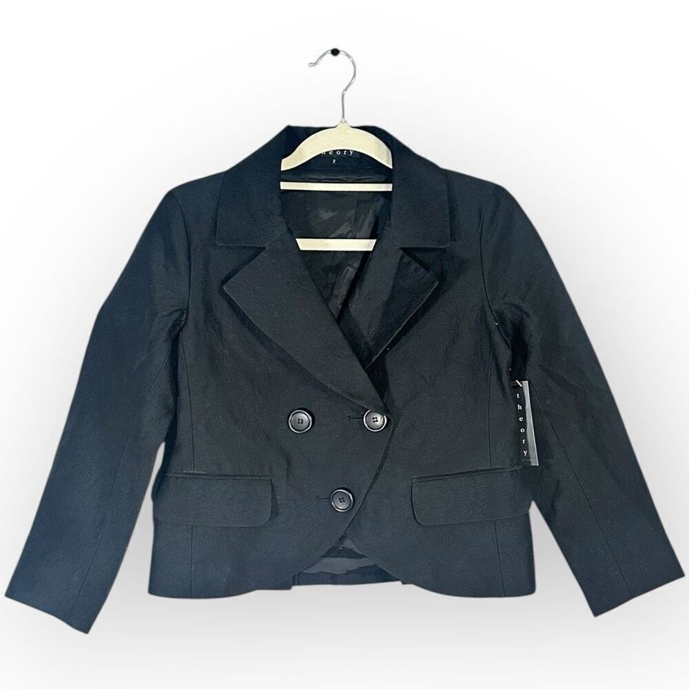 Brand New Theory Women’s Size 2 Black Cheyla 3 Buttoned Double Breasted Blazer